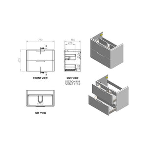 Lambra Wall Mounted Twin Drawer Unit With Basin Pureflo