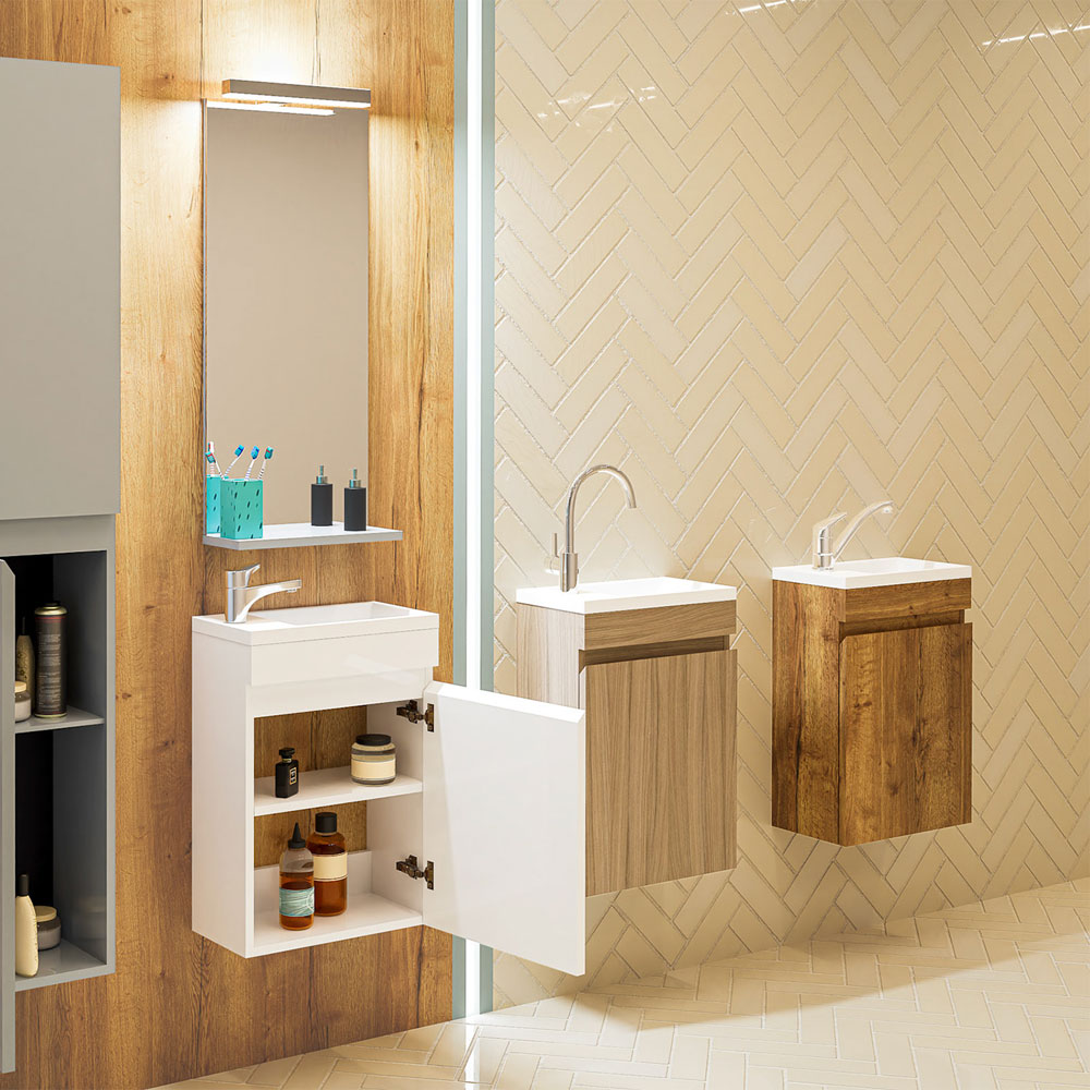 Rio Wall Hung Cloakroom Basin With White Resin Washbasin Rio