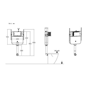 Universal Slim Toilet Cistern With Round Dual Flush Plate Pureflo