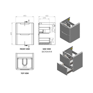 Lambra Wall Mounted 2 Drawer Unit And Washbasin 500mm Pureflo