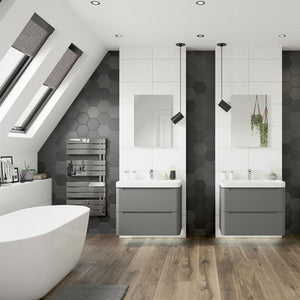 Lambra Wall Mounted Twin Drawer Unit With Basin Pureflo