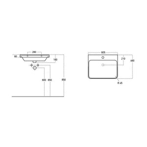 Lambra Floorstanding 2 Door Unit And Washbasin 605mm Pureflo