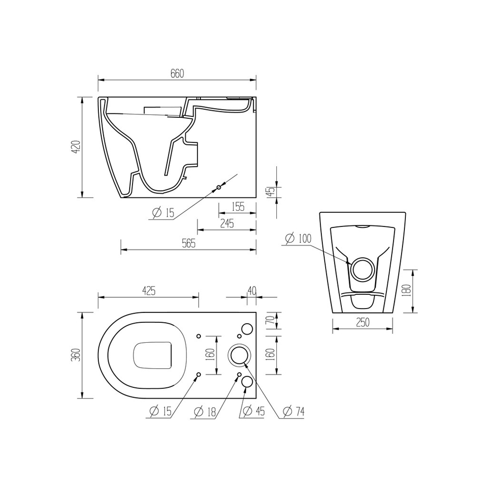 Cilantro Close Coupled Close Back Rimless Toilet With Soft Close Seat Pureflo