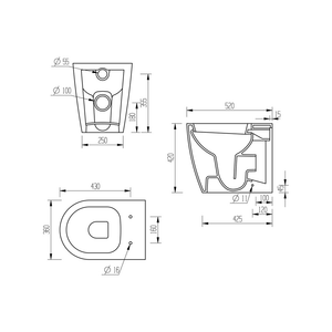 Cilantro Back To Wall Toilet With Soft Close Seat Pureflo