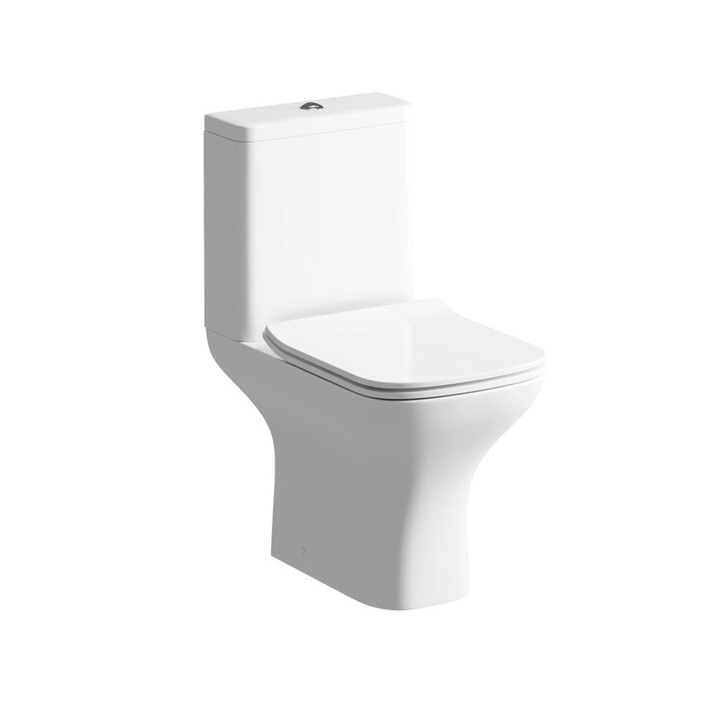 Cedarwood Close Coupled Space Saving Rimless Toilet With Slim Soft Close Seat Pureflo