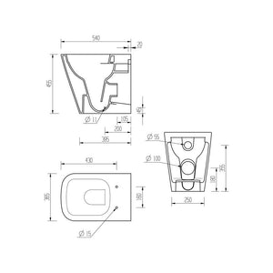 Tilia Back To Wall Comfort Height Rimless Toilet With Soft Closing Seat Pureflo