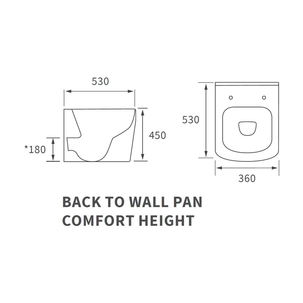 Tilia Back To Wall Comfort Height Rimless Toilet With Soft Closing Seat Pureflo