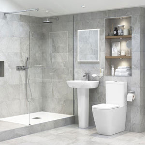 Tilia Close Coupled Comfort Height Toilet Rimless Closed Back With Soft Close Seat Pureflo