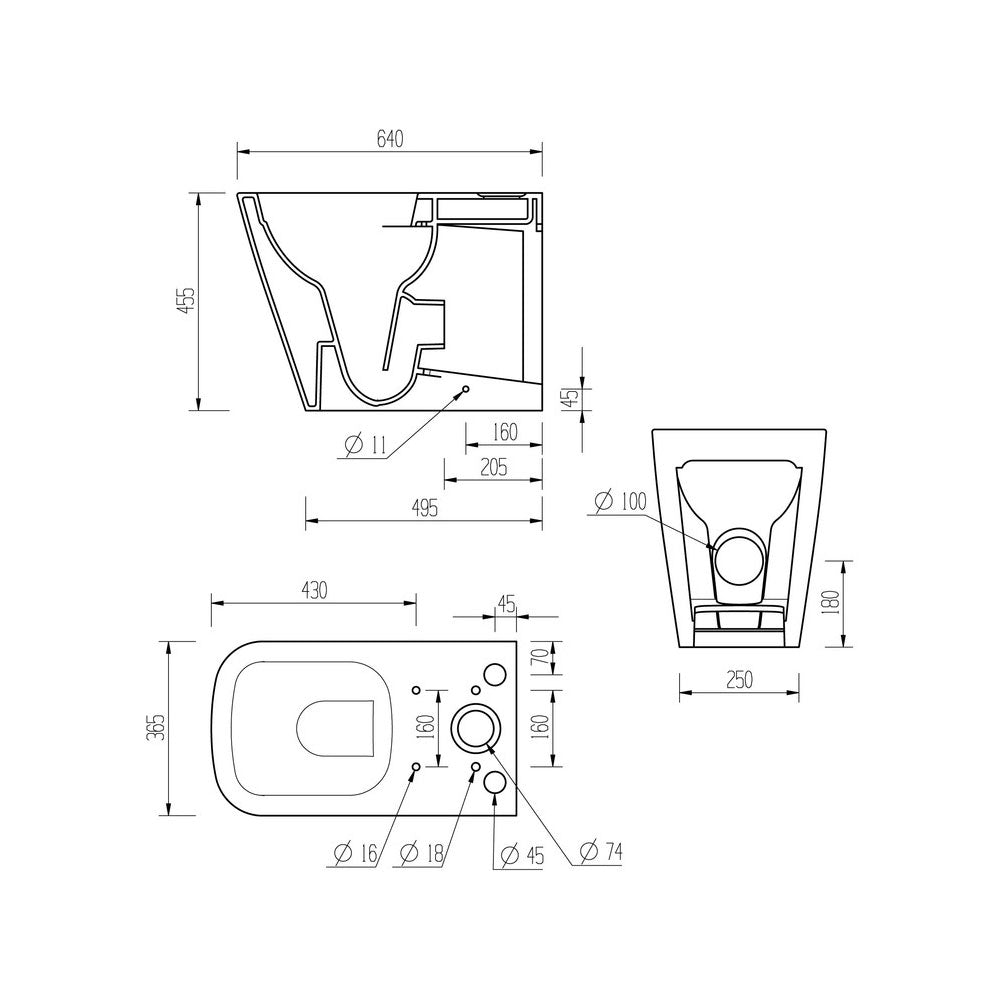 Tilia Close Coupled Comfort Height Toilet Rimless Closed Back With Soft Close Seat Pureflo