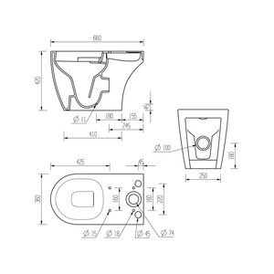Cilantro Close Coupled Open Back Rimless Toilet With Soft Close Seat Pureflo