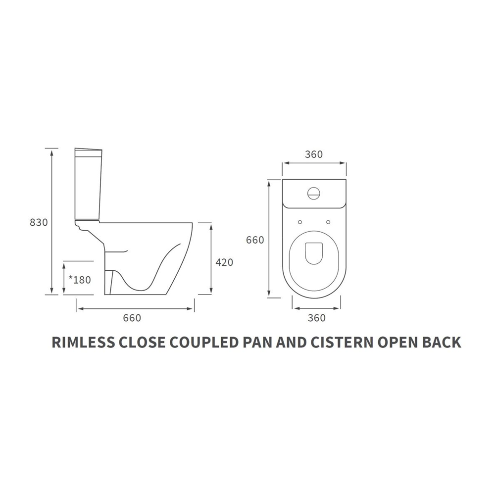 Cilantro Close Coupled Open Back Rimless Toilet With Soft Close Seat Pureflo
