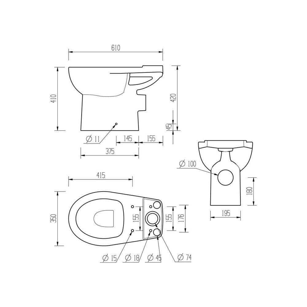 Tuscany Close Coupled Toilet With Soft Close Seat Pureflo