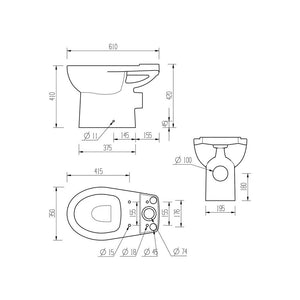 Tuscany Close Coupled Toilet With Soft Close Seat Pureflo