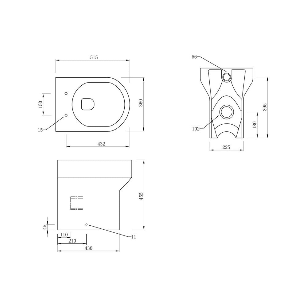 Laurus Back To Wall Comfort Height Rimless Toilet With Soft Close Seat Pureflo