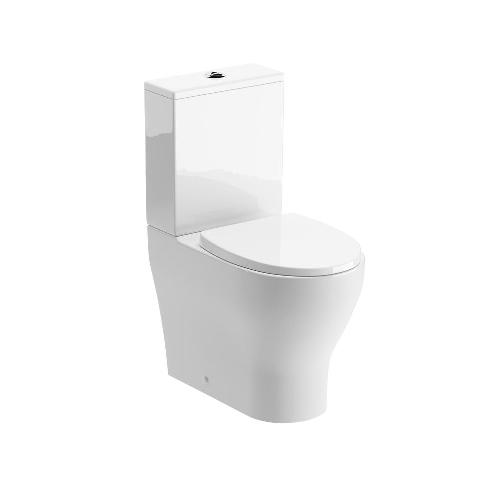 Lily Close Coupled Space Saving Rimless Close Back Toilet With Soft Close Seat Pureflo