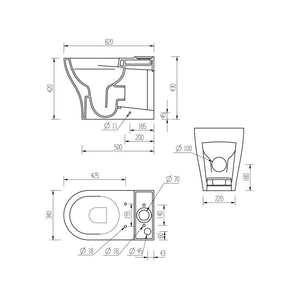 Lily Close Coupled Space Saving Rimless Close Back Toilet With Soft Close Seat Pureflo