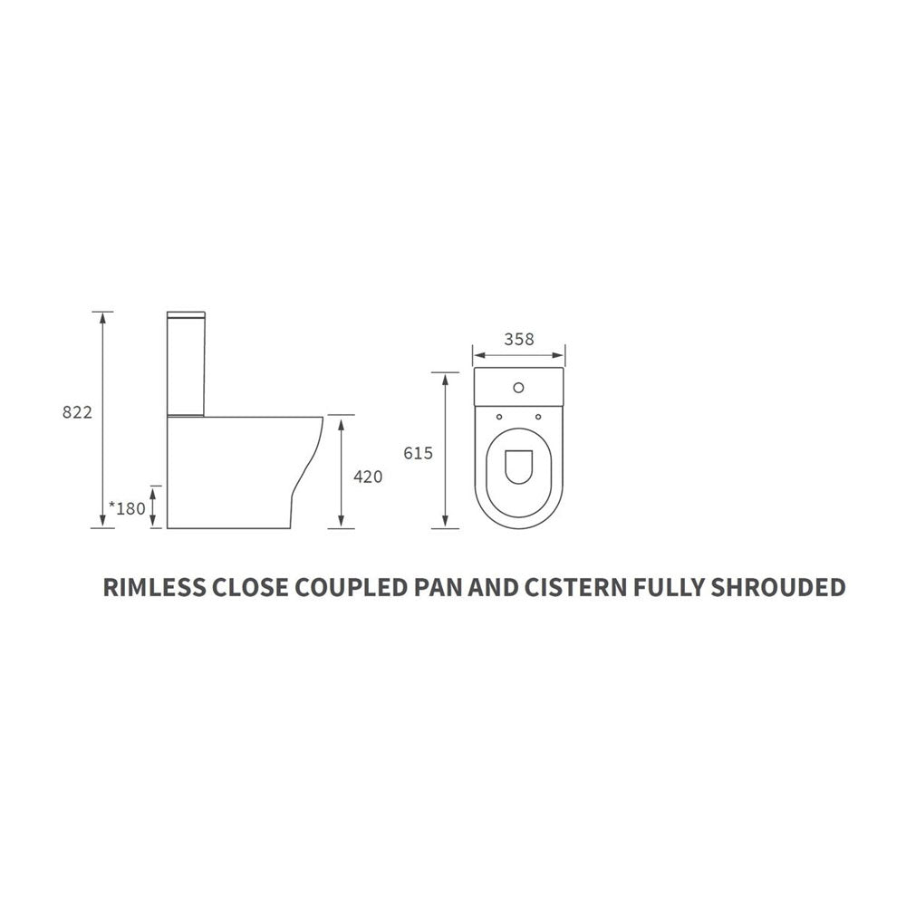 Lily Close Coupled Space Saving Rimless Close Back Toilet With Soft Close Seat Pureflo