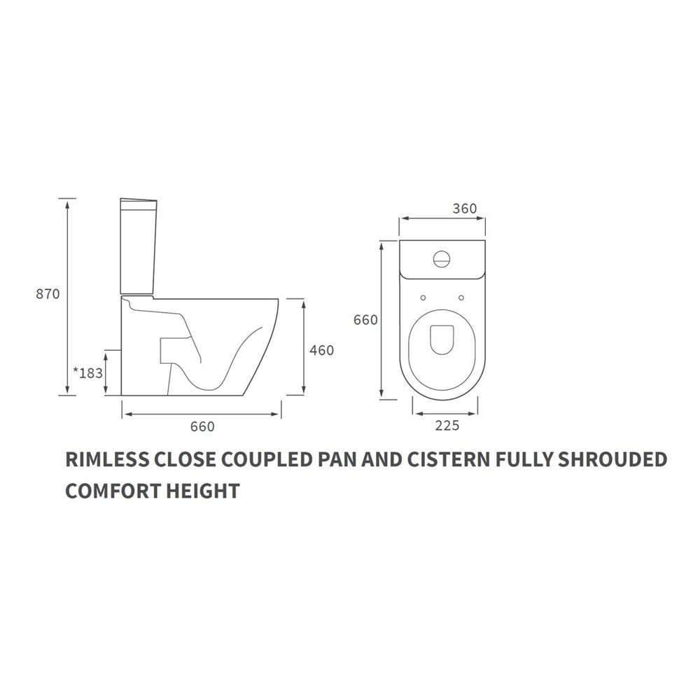 Cilantro Close Coupled Comfort Height Rimless Toilet With Soft Close Seat Pureflo