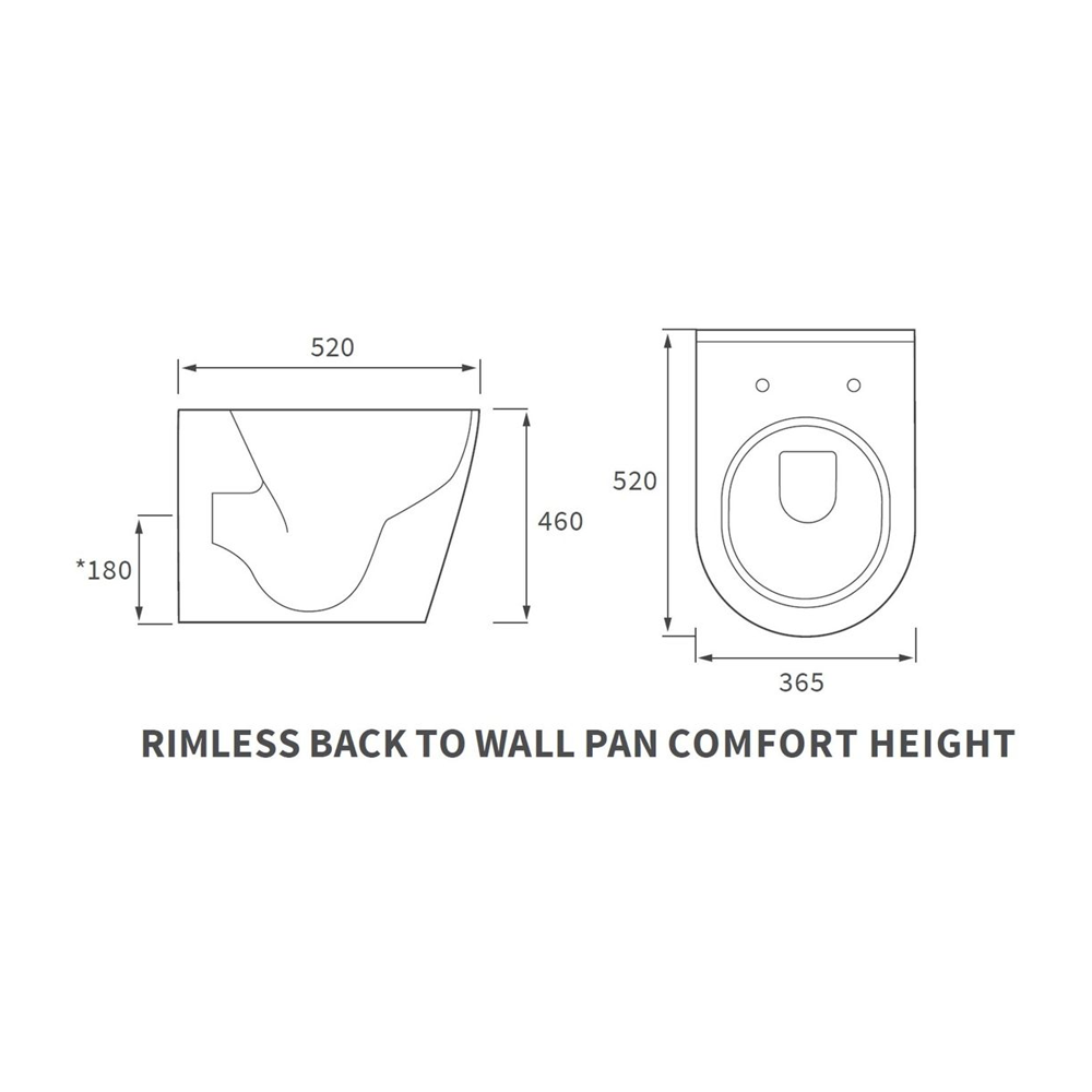 Cilantro Back To Wall Comfort Height Rimless Toilet With Soft Close Seat Pureflo