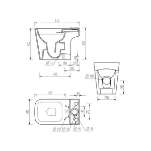 Tilia Close Coupled Space Saving Rimless Toilet Open BackWith Soft Close Seat Pureflo
