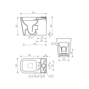 Tilia Close Coupled Space Saving Rimless Toilet Closed Back With Soft Close Seat Pureflo