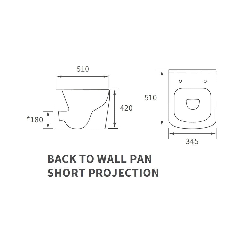 Tilia Back To Wall Short Projection Rimless Toilet With Soft Close Seat Pureflo