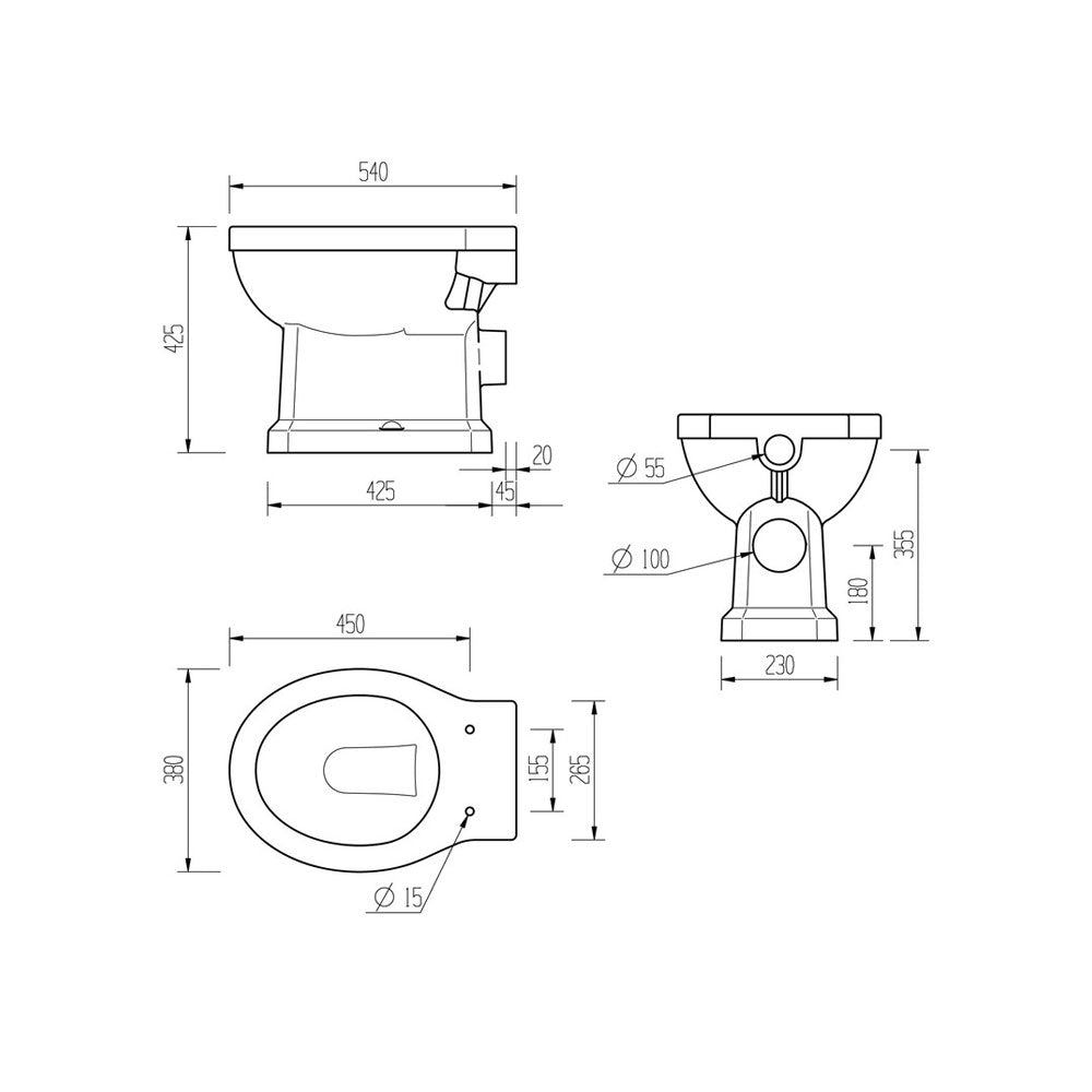 Sherbourne High Level Toilet With Fitting And Soft Close Seat Pureflo