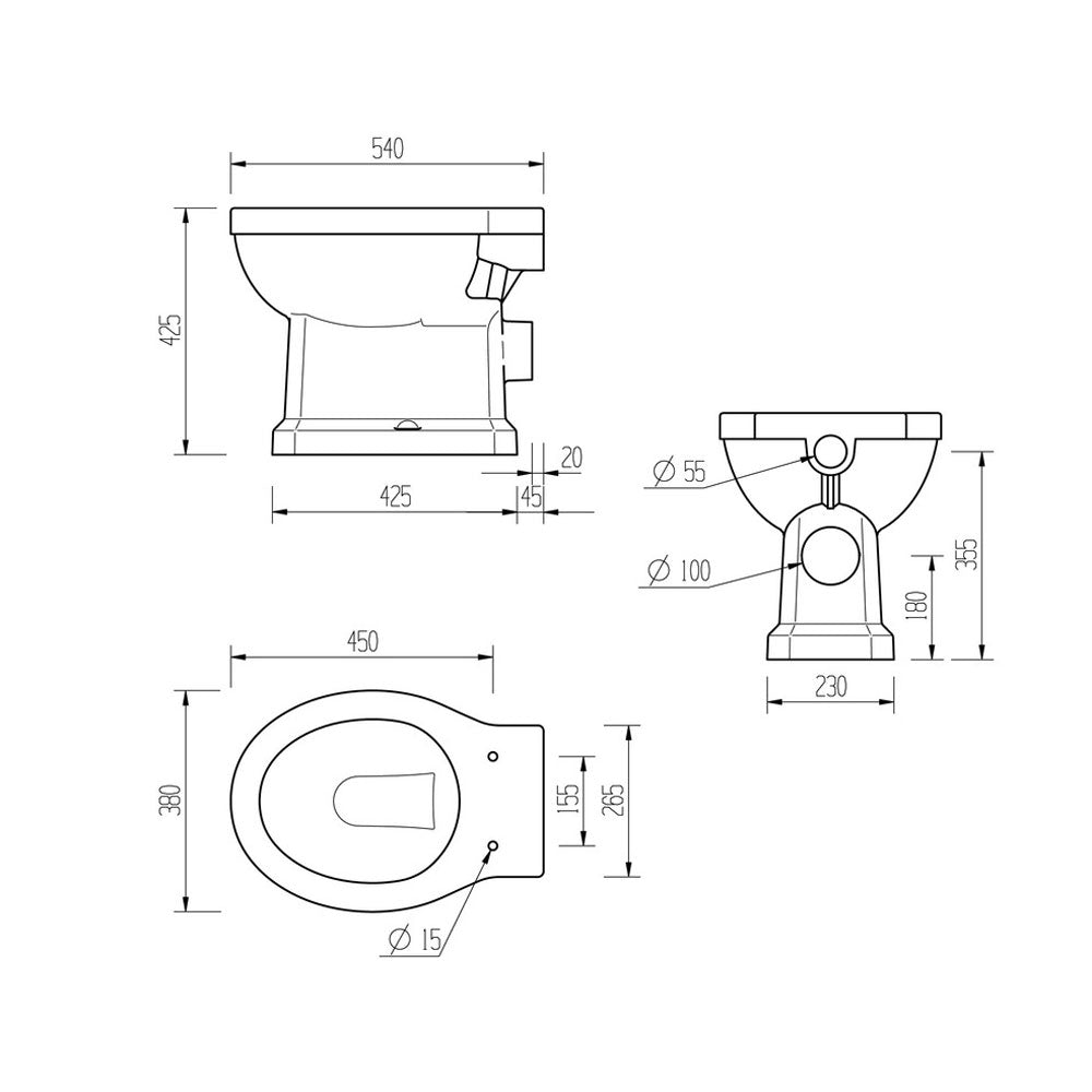 Sherbourne Low Level Toilet With Fittings and Soft Close Seat Pureflo