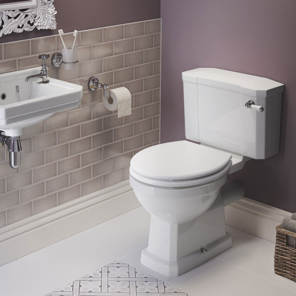 Sherbourne Close Coupled Toilet With Lever and Soft Close Seat Pureflo