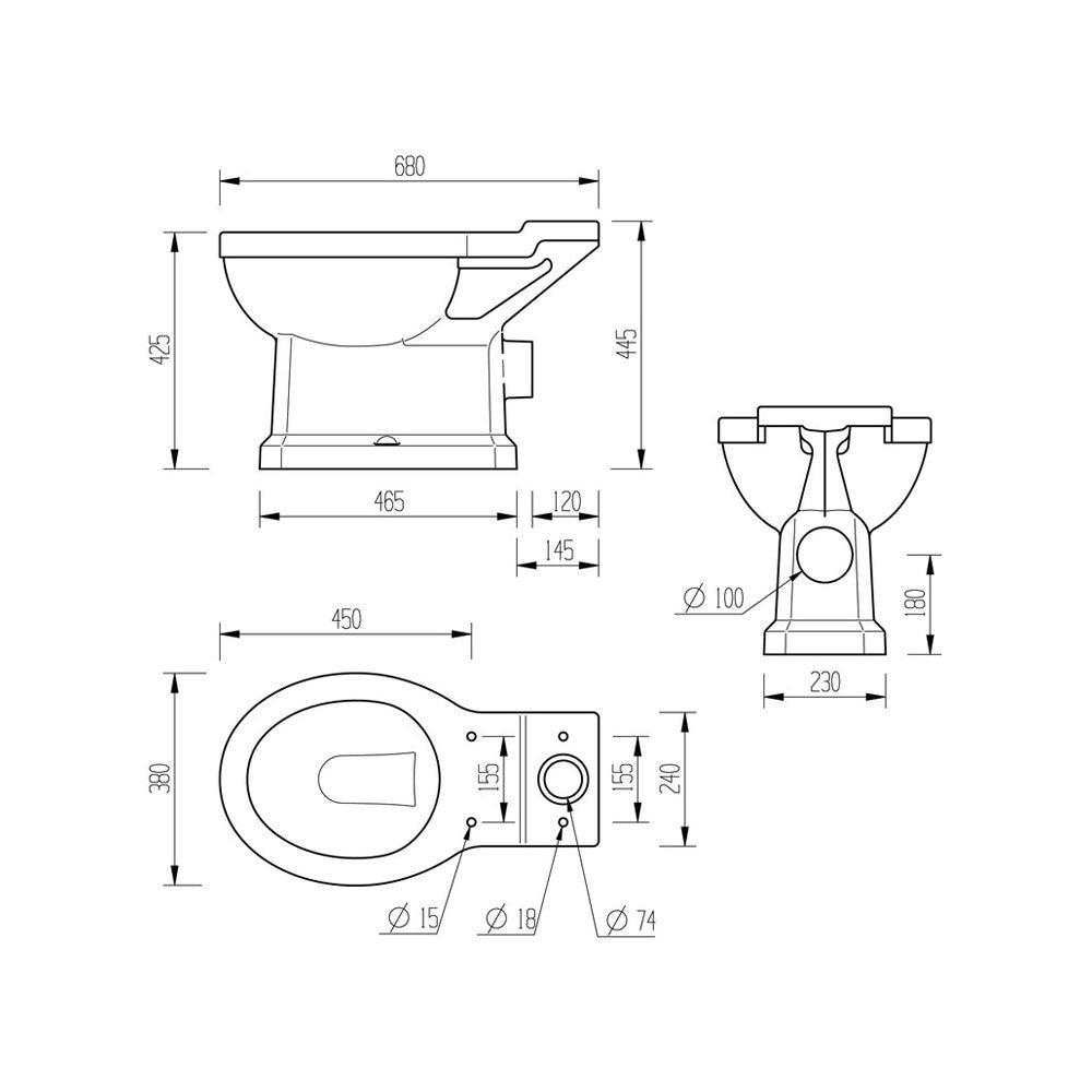Sherbourne Close Coupled Toilet With Lever and Soft Close Seat Pureflo