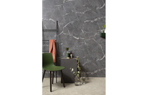 Marble Contemporary Waterproof Wall Panels in Soft Silk Black Stone Effect 2400x600 Pureflo
