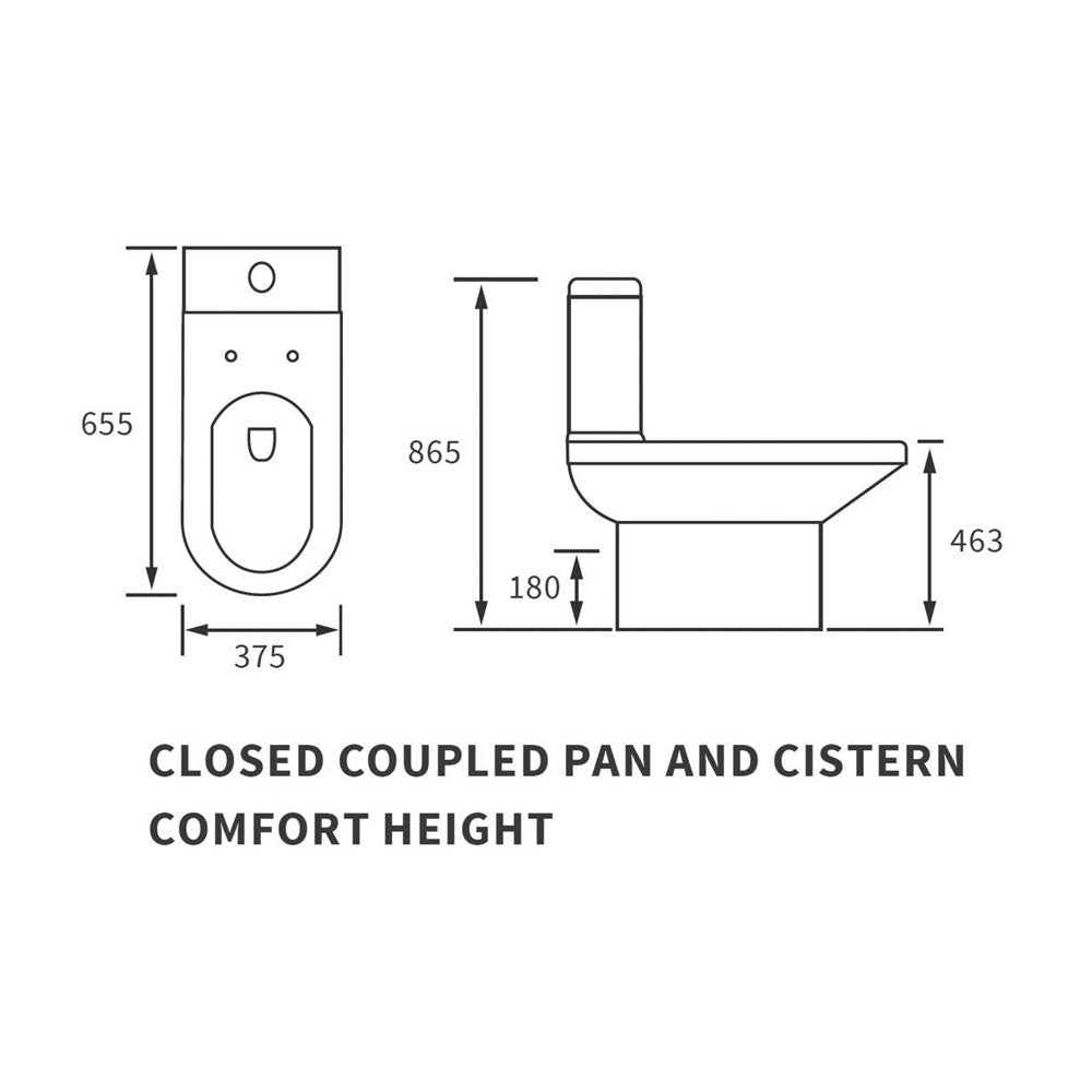 Laurus Close Coupled Comfort Height Toilet With Soft Closing Seat Pureflo