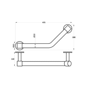 Pureflo Angled 400mm Grab Rail Pureflo