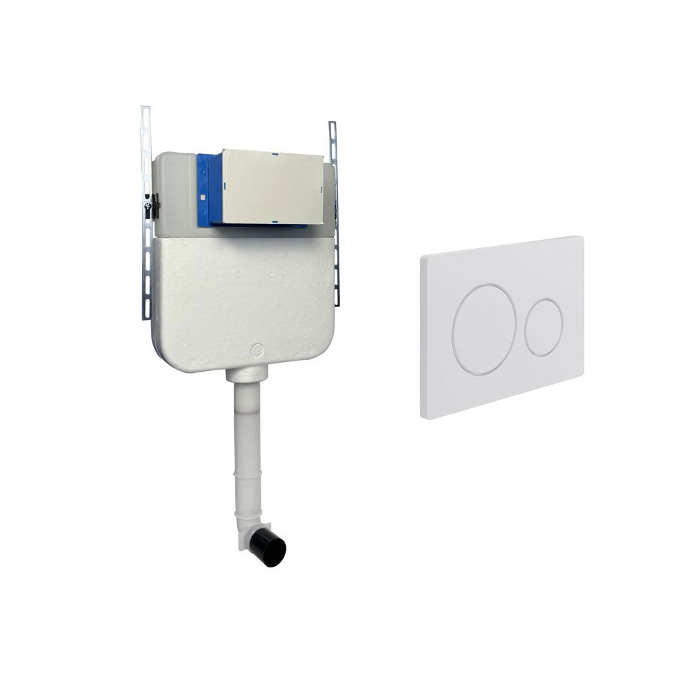 Universal Slim Toilet Cistern With Round Dual Flush Plate Pureflo