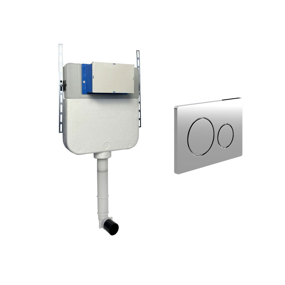 Universal Slim Toilet Cistern With Round Dual Flush Plate Pureflo