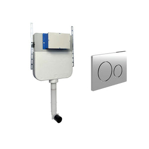 Universal Slim Toilet Cistern With Round Dual Flush Plate Pureflo