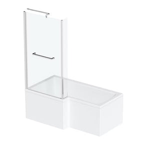 Pureflo 1700x850mm Shower Bath 0th Supercast With Screen And Bath Panels Pureflo
