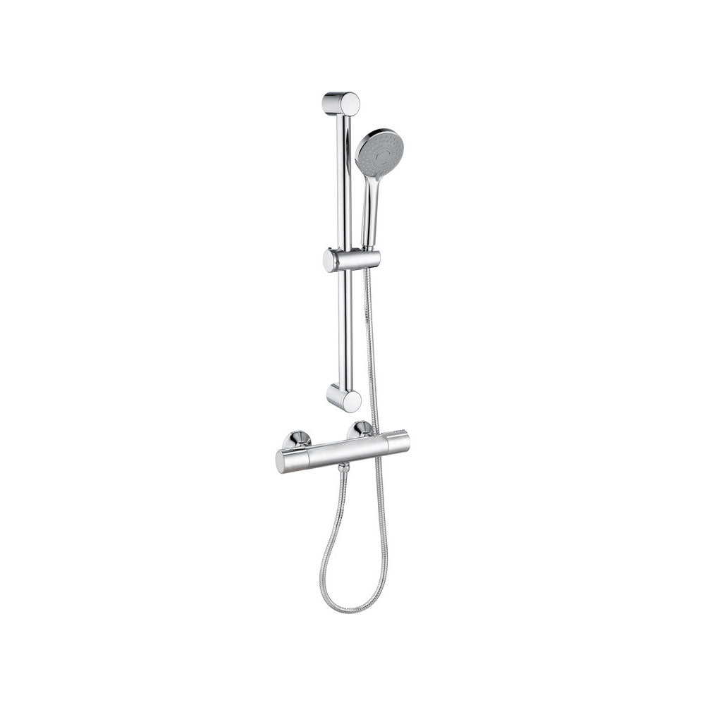 Astro 1 Outlet Exposed Cool-Touch Thermostatic Bar Mixer Shower Kit With Slide Rail Kit Chrome Pureflo