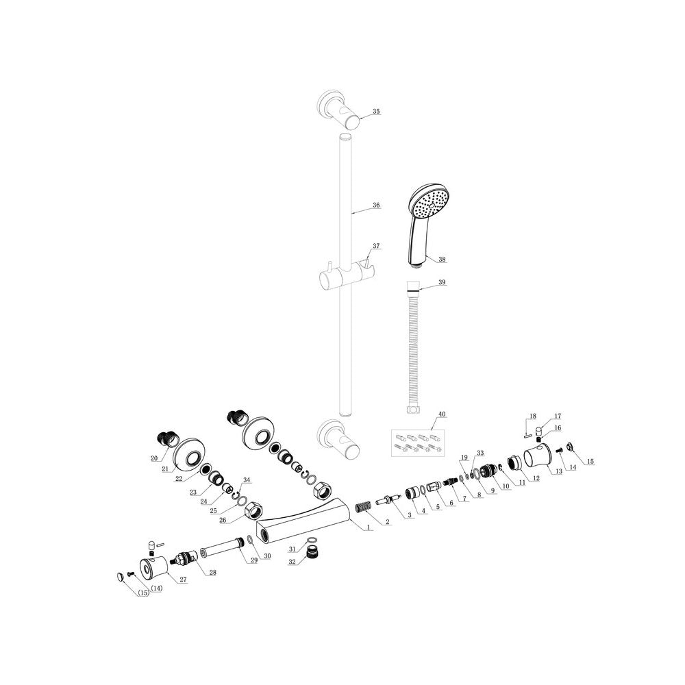 Astro 1 Outlet Exposed Thermostatic Shower Kit With Slide Rail Kit Chrome Pureflo