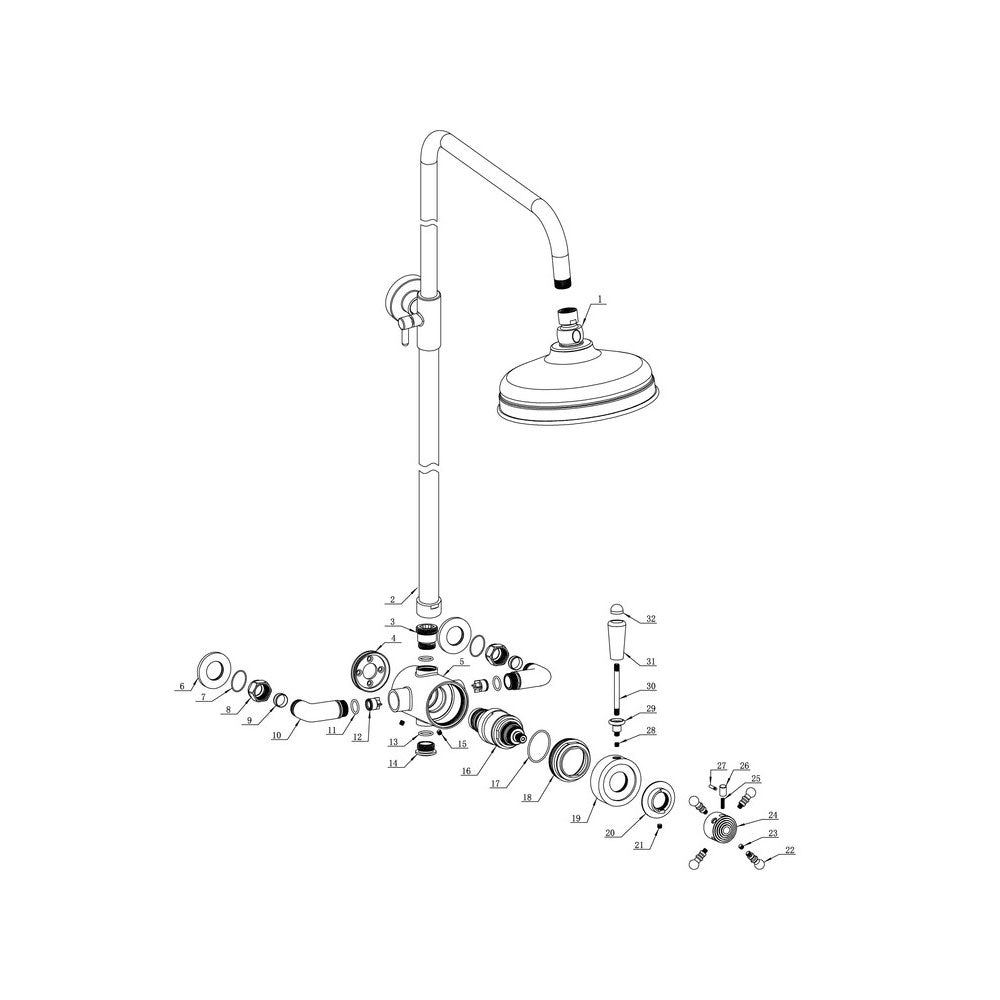 Berwick 1 Outlet Exposed Thermostatic Shower Pack With Traditional Rigid Riser Shower Kit Chrome Pureflo