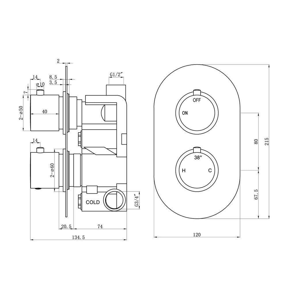 Astro Round Thermostatic Shower Valve Chrome Pureflo