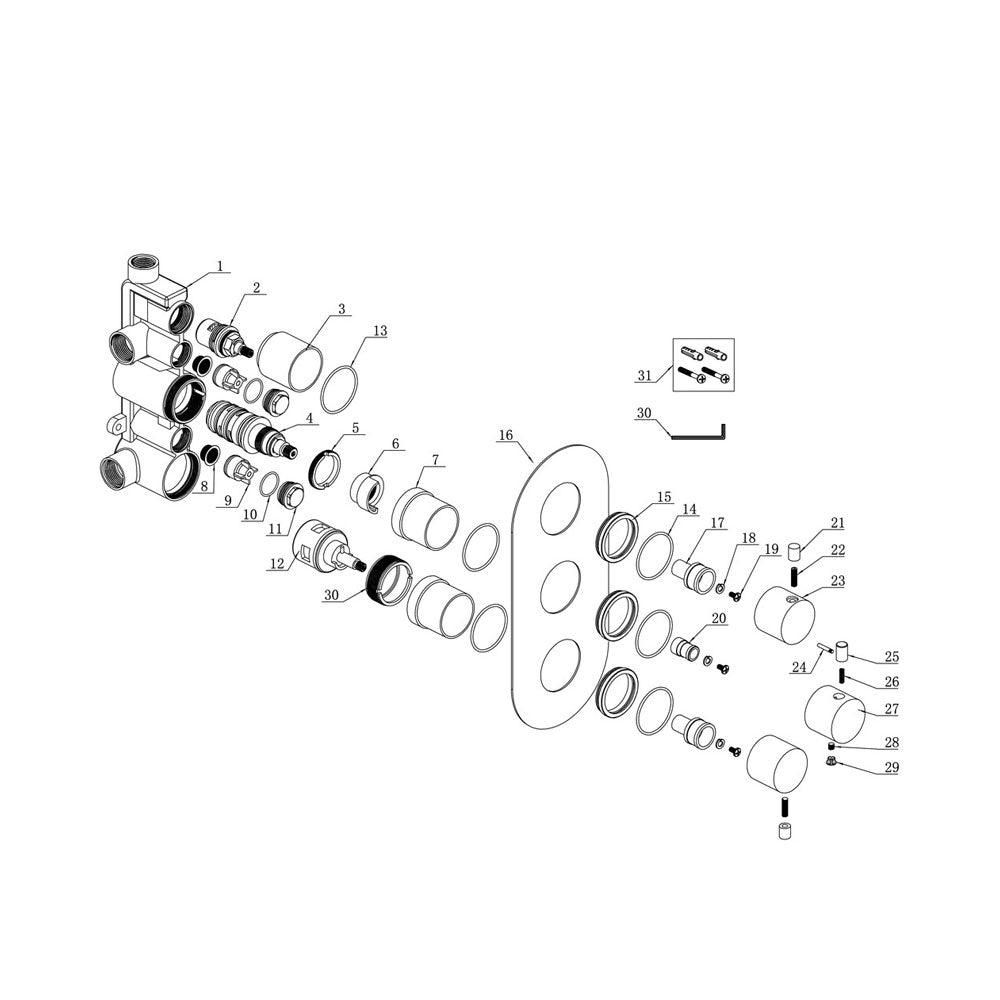 Astro Round Thermostatic Shower Valve Chrome Pureflo