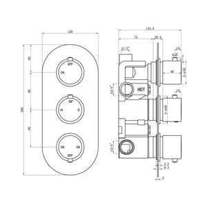Astro Round Thermostatic Shower Valve Chrome Pureflo
