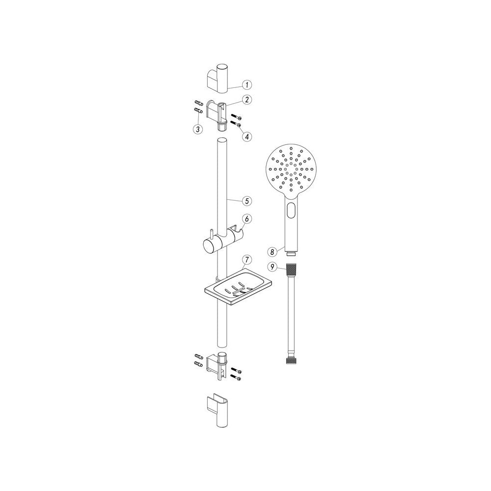 Astro Premium Slide Rail Kit With Press Buttom Multi Mode Shower Head Chrome Pureflo