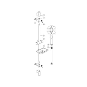 Astro Premium Slide Rail Kit With Press Buttom Multi Mode Shower Head Chrome Pureflo