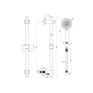 Astro Premium Slide Rail Kit With Built In Outlet And 3 Mode Handset Chrome Pureflo