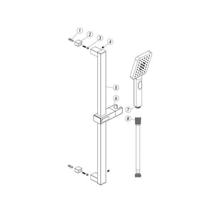 Comet Slide Rail Set With Push Button Multi Function Handset Chrome Pureflo