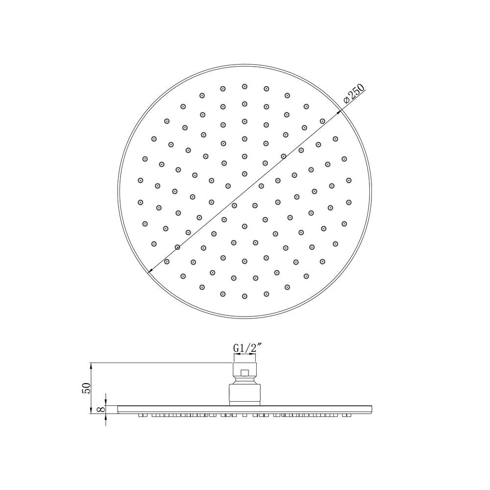 Astro Round Brass Fixed Shower Head Chrome Pureflo