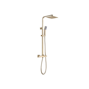Comet 2 Outlet Exposed Thermostatic Shower Pack With Rigid Riser Shower Set With Slide Rail Brushed Brass Pureflo