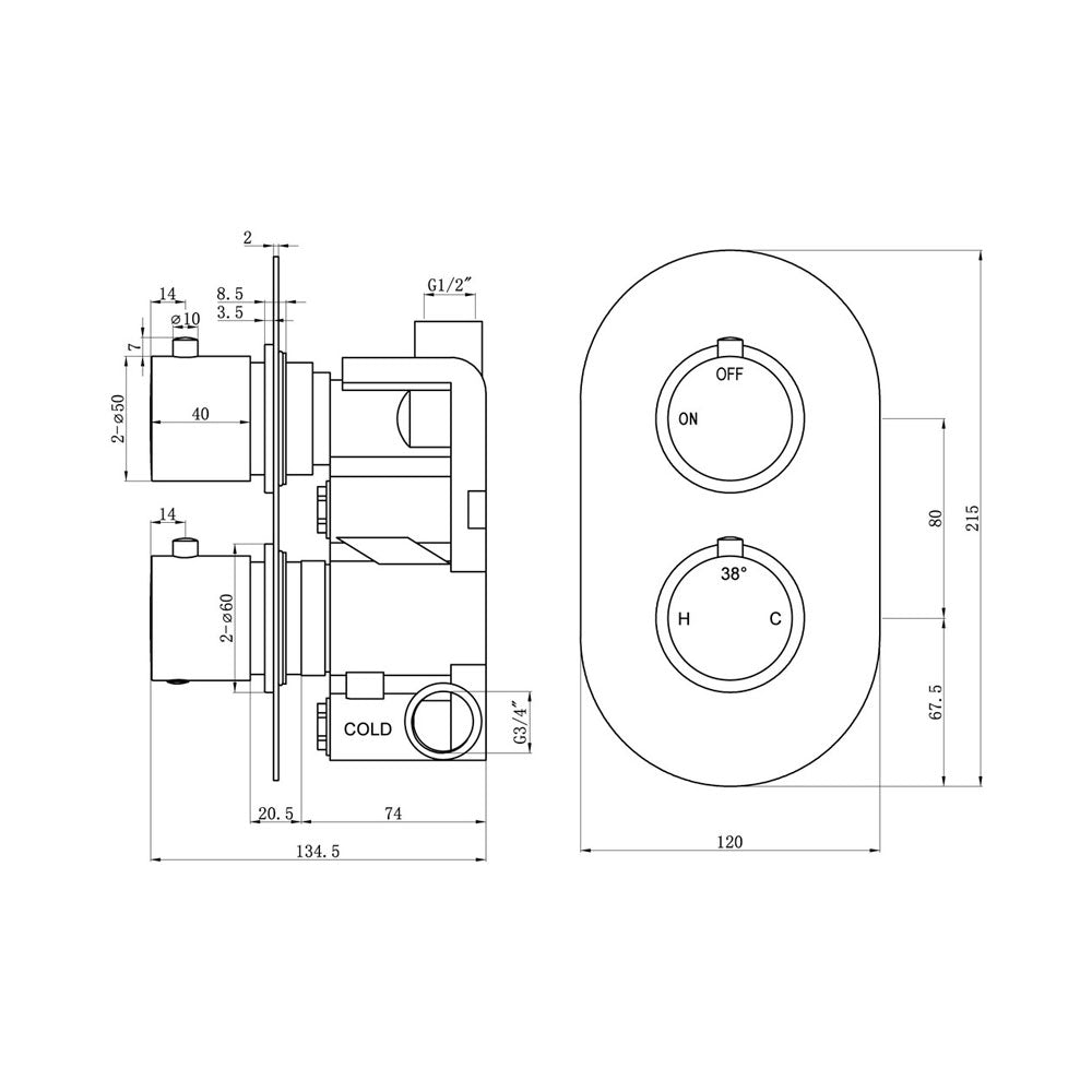 Astro 1 Outlet Round Thermostatic Shower Pack With Slide Rail Shower Kit Chrome Pureflo